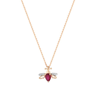 QUEEN BEE LILY GOLD DIAMOND RUBY XSMALL NECKLACE
