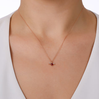 QUEEN BEE LILY GOLD DIAMOND RUBY XSMALL NECKLACE