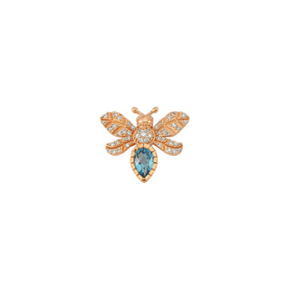 QUEEN BEE EVA GOLD DIAMOND BLUE TOPAZ SINGLE EARRING Bee Goddess