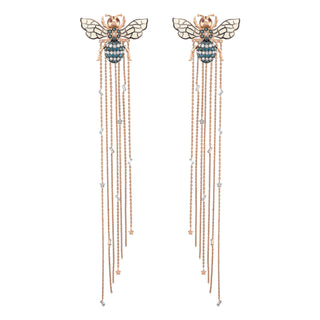 QUEEN BEE MINDY GOLD BLUE DIAMOND EARRING Bee Goddess
