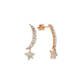 THE MOON & THE STAR GOLD DIAMOND EARRING Bee Goddess