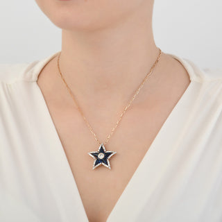 SIRIUS STAR GOLD BAGUETTE DIAMOND CHAIN NECKLACE