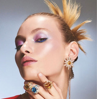 SUN GLAMOROUS GOLD DIAMOND CITRINE EARRINGS