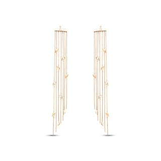 GLORIA DOUBLE LEAF GOLD DIAMOND EAR CHAINS