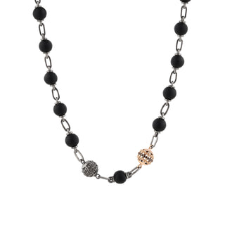 CHAIN BLACK DIAMOND GOLD & SILVER NECKLACE