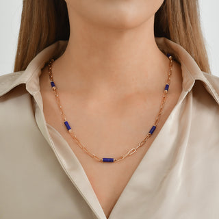 CHAIN GOLD LAPIS LAZULI NECKLACE