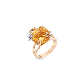 APPLE SEED TARA 18K GOLD DIAMOND CITRINE RING