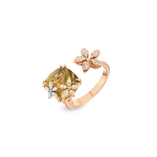 APPLE SEED TARA 18K GOLD DIAMOND PERIDOT RING