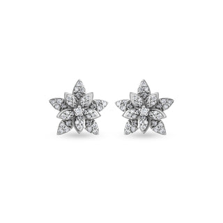 APPLE SEED BLOSSOM 18K PAVE GOLD DIAMOND EARRINGS