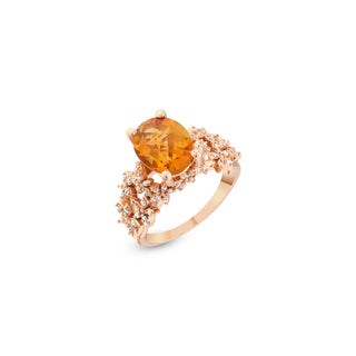 APPLE SEED TARA GOLD DIAMOND CITRINE RING