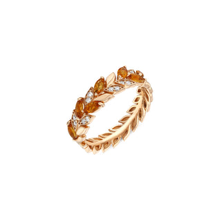 WHEAT GOLD DIAMOND CITRINE RING