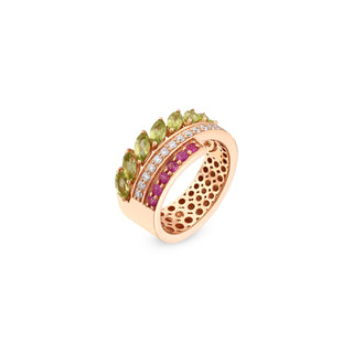 APPLE SEED GOLD DIAMOND PERIDOT RING