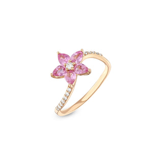 APPLE SEED POMANO GOLD DIAMOND PINK SAPPHIRE RING