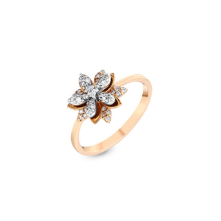 APPLE SEED BLOSSOM GOLD DIAMOND SMALL RING
