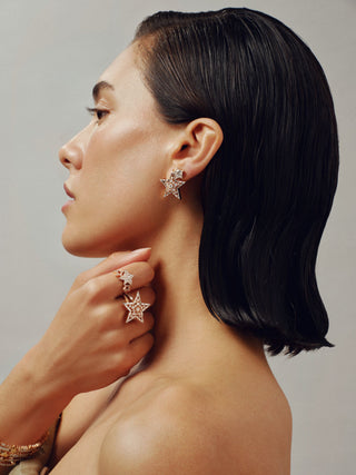 SIRIUS STAR GOLD BAGUETTE DIAMOND LARGE RING