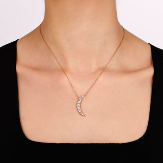 CRESCENT GOLD BAGUETTE DIAMOND NECKLACE