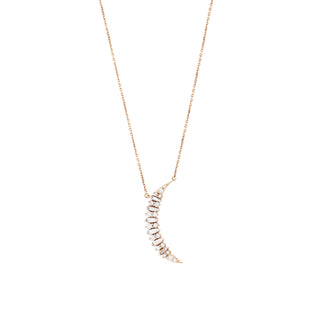 CRESCENT GOLD BAGUETTE DIAMOND NECKLACE