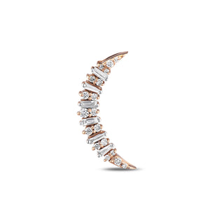 CRESCENT GOLD BAGUETTE DIAMOND SINGLE EARRING
