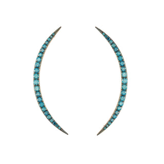 CRESCENT GOLD BLUE DIAMOND EARRINGS