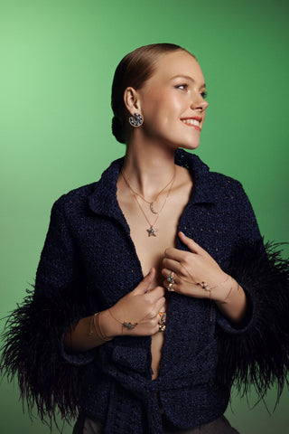 CRESCENT GOLD BAGUETTE DIAMOND NECKLACE