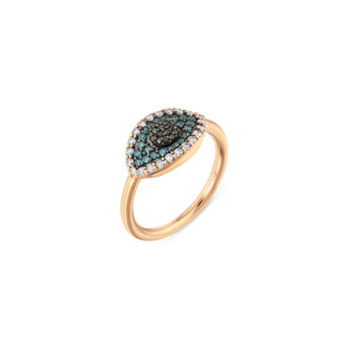 EYE LIGHT GOLD BLUE DIAMOND PINKY RING