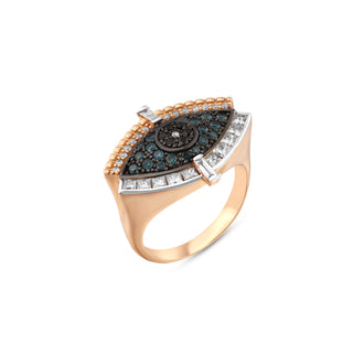 EYE LIGHT GOLD BLUE DIAMOND RING