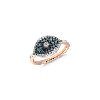 EYE LIGHT GOLD BLUE DIAMOND RING