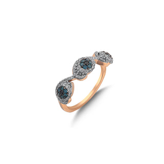 EYE LIGHT GOLD BLUE DIAMOND RING
