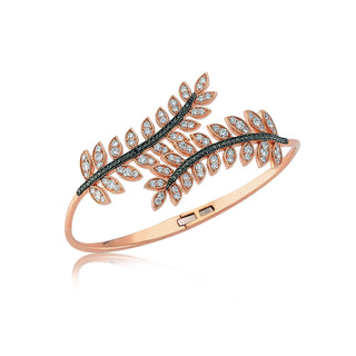 FEATHER OF GODDESS FREYA GOLD BLACK DIAMOND BRACELET