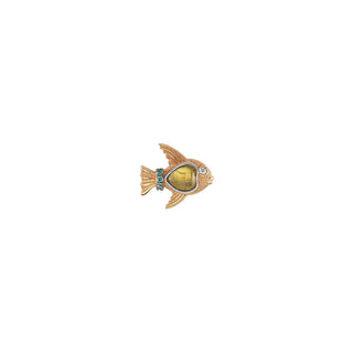 FISH GOLD DIAMOND CITRINE SINGLE EARRING