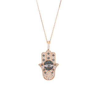 HAMSA GOLD BLUE DIAMOND NECKLACE