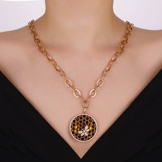 HONEYCOMB 18K GOLD DIAMOND PENDANT