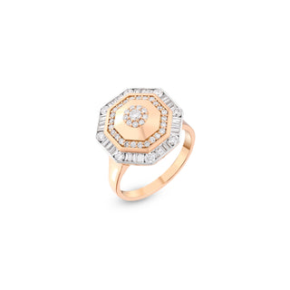 HONEYCOMB 18K GOLD DIAMOND PINKY RING