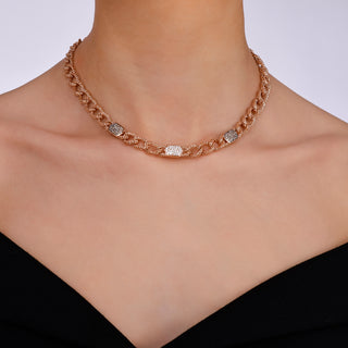 HONEYCOMB GOLD BROWN DIAMOND CHAIN NECKLACE