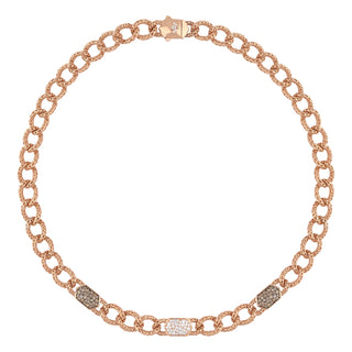 HONEYCOMB GOLD BROWN DIAMOND CHAIN NECKLACE