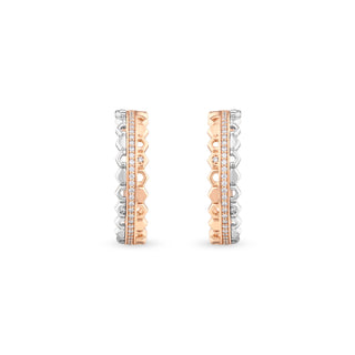 HONEYCOMB GOLD DIAMOND HOOP EARRINGS