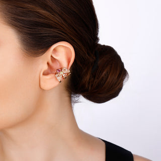 QUEEN BEE GOLD DIAMOND PINK SAPPHIRE EAR CUFF