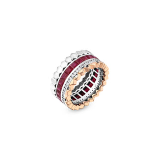 HONEYCOMB GOLD DIAMOND RUBY RING