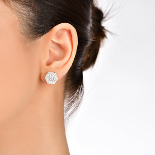 HONEYCOMB GOLD DIAMOND SINGLE EARRING