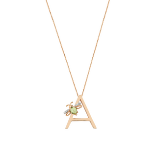 LETTER A GOLD DIAMOND PERIDOT NECKLACE