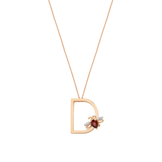 LETTER D GOLD DIMAOND GARNET NECKLACE