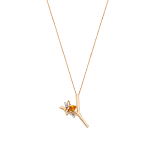 LETTER Y GOLD DIAMOND CITRINE NECKLACE
