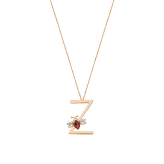 LETTER Z GOLD DIAMOND GARNET NECKLACE