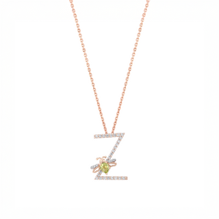 LETTER Z GOLD DIAMOND PERIDOT NECKLACE