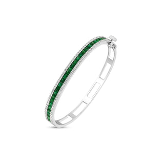 MONDRIAN 18K GOLD DIAMOND EMERALD BANGLE BRACELET