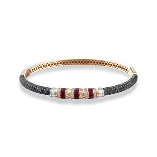 MONDRIAN GOLD BLACK DIAMOND RUBY BANGLE BRACELET