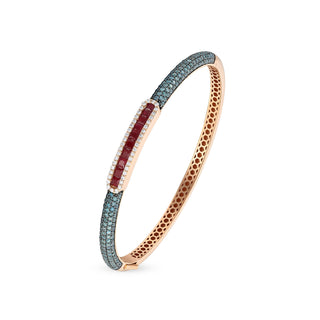 MONDRIAN GOLD DIAMOND RUBY BANGLE BRACELET