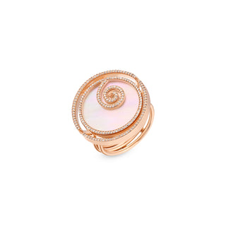 OM GOLD DIAMOND MOTHER OF PEARL RING
