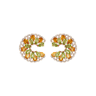 SUN GODDESS ARINNA GOLD DIAMOND PERIDOT EARRINGS