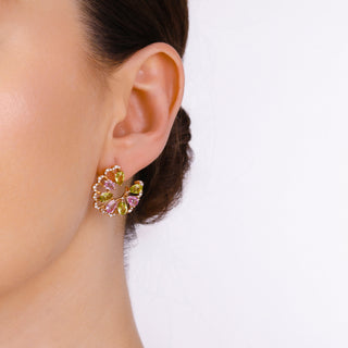 PEACOCK ARINNA GOLD DIAMOND PINK SAPPHIRE EARRINGS